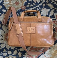 Rawlings Rugged Briefcase Large Distressed Leather Vintage Tan Heritage Stripe