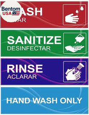 4 Pack Wash Rinse Sanitize Sink Labels, Waterproof Sticker Signs Perfect for 3 C