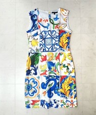 DOLCE & GABBANA Majolica Floral Midi Dress Sleeveless Size XL Used Japan