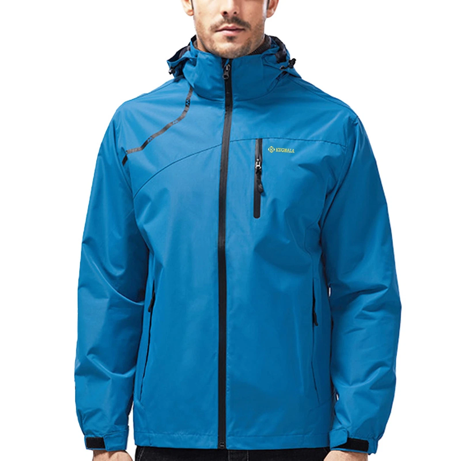 Mens Rain Jacket Waterproof Raincoat Lightweight Rain Coat Hooded Windproof W...