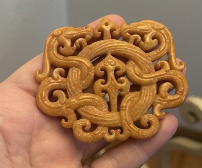 Estate Piece Double Dragon Jadeite Huge pendant No Bail