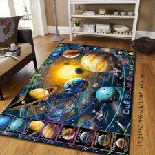 Solar System Educational Mat with Solar Planets & Space Theme - Large Floor Mat