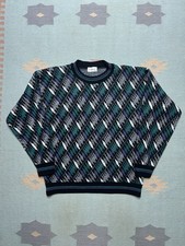 Vintage acrylic knit sweater protege abstract geometric Cosby grandpa USA large