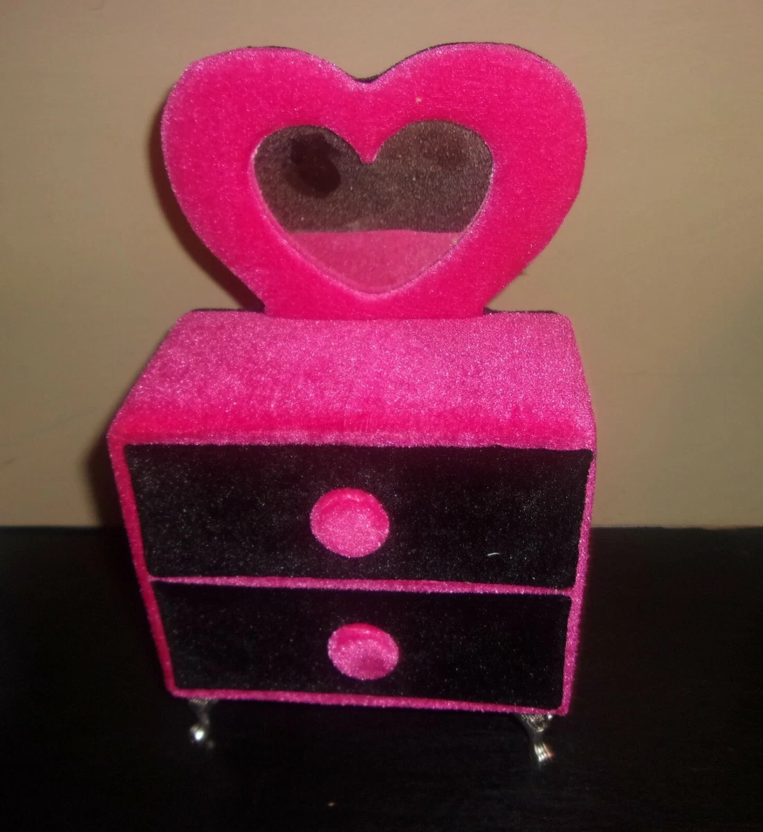 1 6 Scale Hot Pink Black Dresser with Heart Shape Mirror for 30cm Blythe Doll
