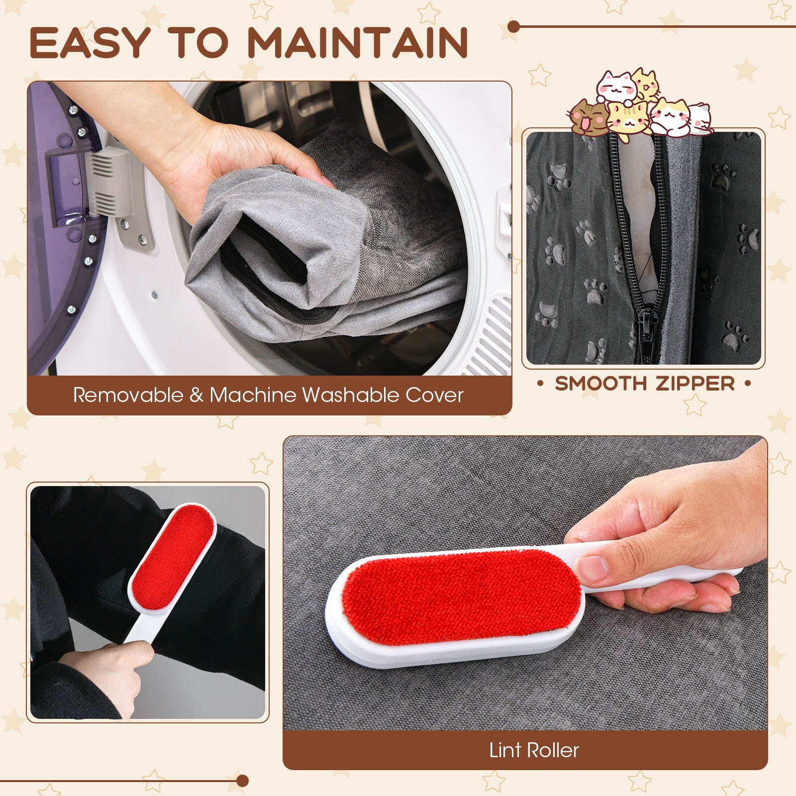 Soft Foam Dog Ramps 5Step Pet Stairs w/ Pet Holes Pet Steps for High