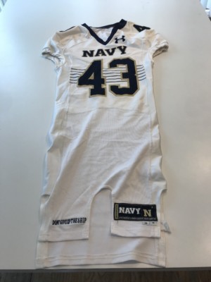 Game Worn Used Navy Midshipmen Football Jersey Under Armour Size 38 #43 