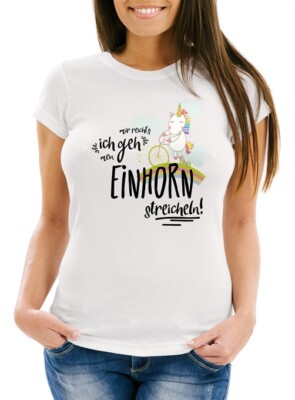 Ladies Unicorn On Bike T-Shirt ''Enough For Me I Go Pet My Unicorn''