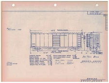 Vintage 1967 Milwaukee Road Railroad Blue Print Page Box Car 39997-39999