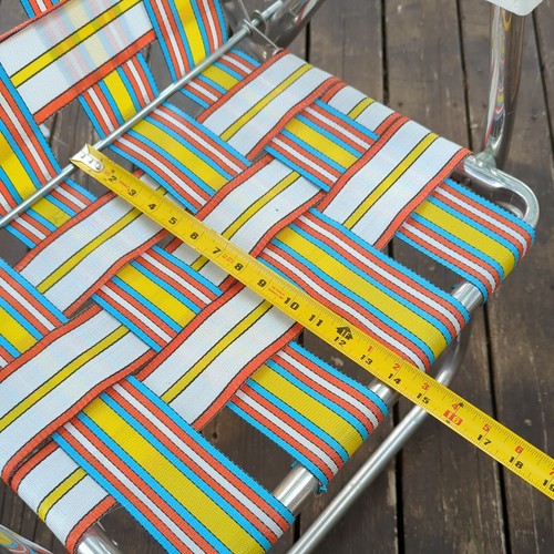 Sunbeam Aluminum Folding Chair Webbed Beach Lawn Patio Striped Pattern - Picture 14 of 24
