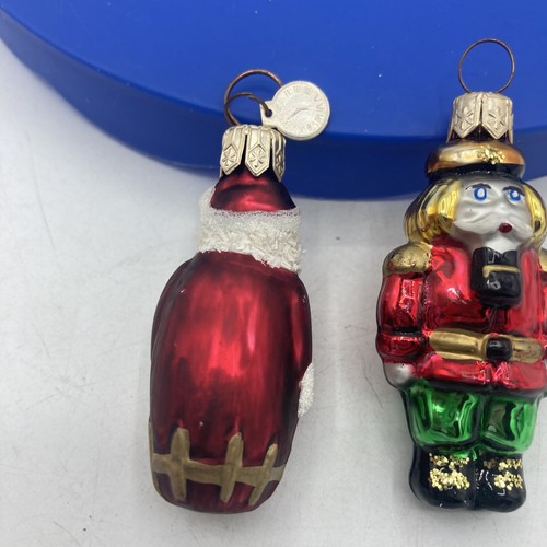 Vtg Dept 56 Miniature Czech Glass Santa with Glitter Tree 2.25” + Toy Soldier - Picture 3 of 9
