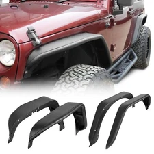 Black Metal 4PCS Tubular Fender Flares For 2007-2018 Jeep Wrangler JK 2/4 Doors