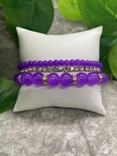 3 PC Handmade Boho Beaded Stackable 6.5 Plus Stretch Bracelet Set New A2437