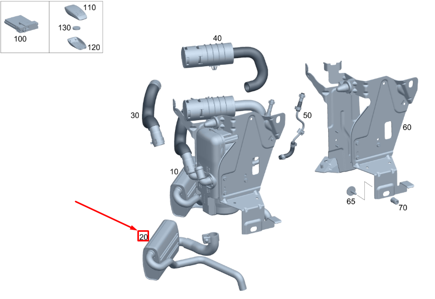 Neu MB GLA H247 Standheizung Abgasleitung LHD A2474909001 Original