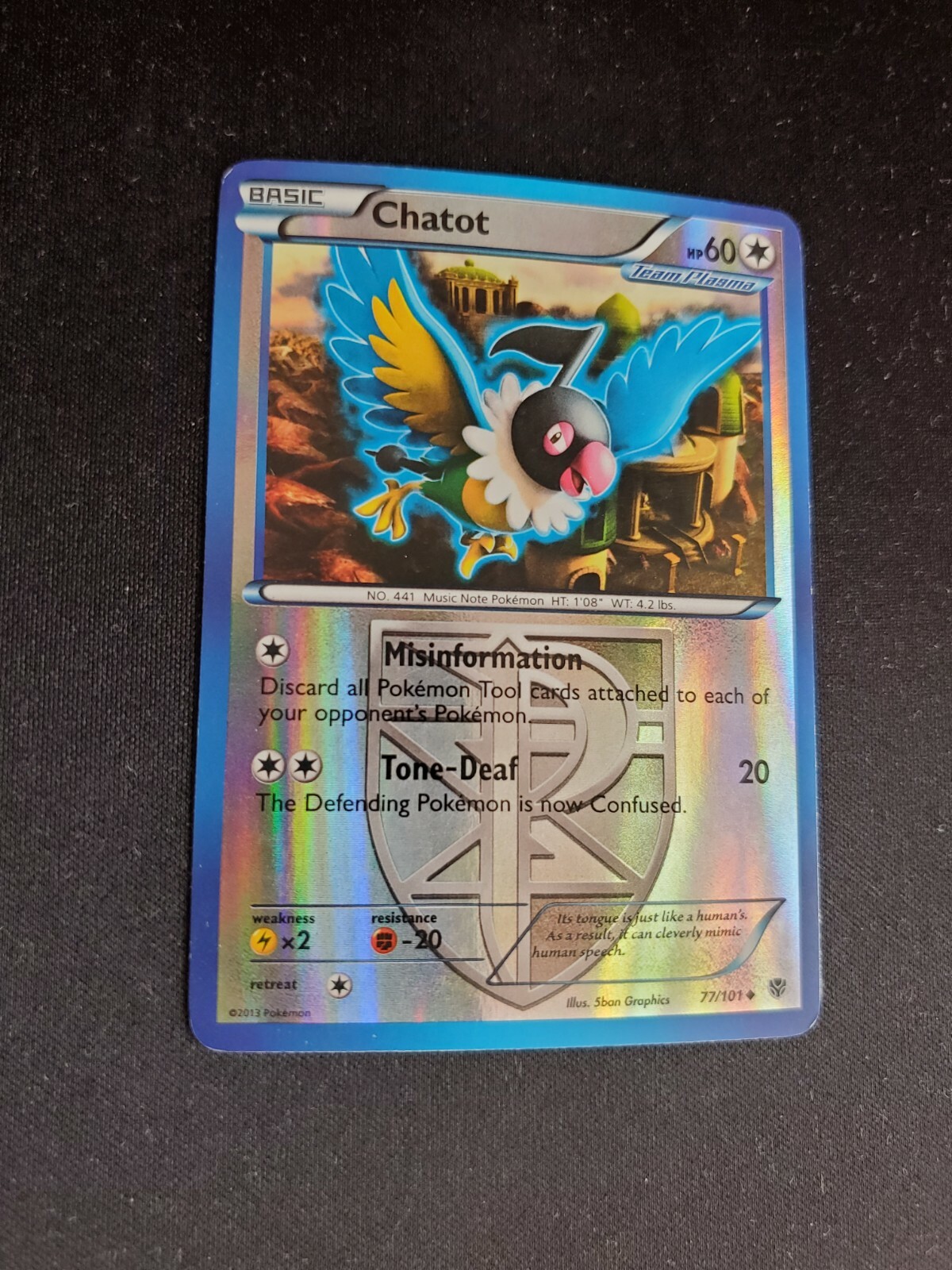 Chatot - 2013 Pokémon Plasma Blast Reverse Holo #77/101 - FREE SHIPPING - LP