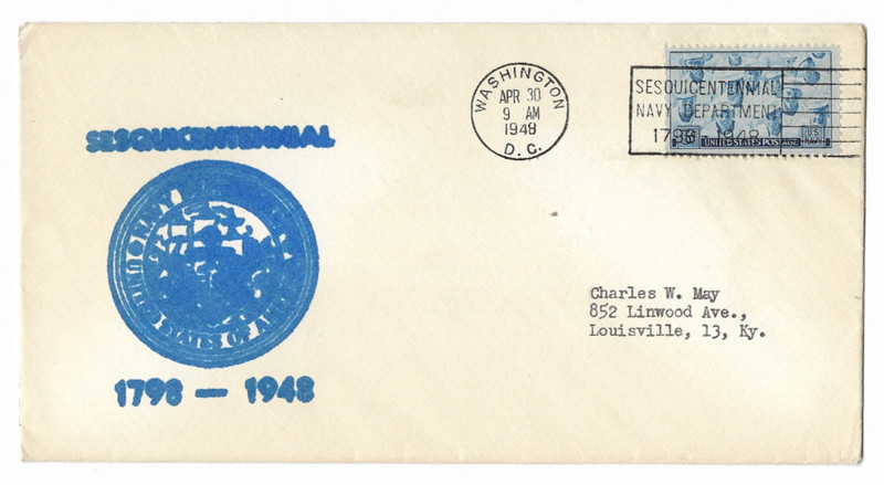US Cover 1948 US Scott 935 Sesquicentennial Navy Dept. Cachet