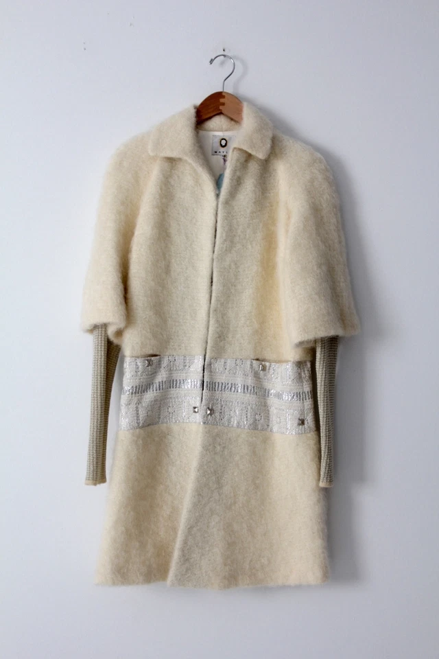 Mayle Abrigo Mohair Fritza Marfil Vestido Abrigo Punto Mangas Talla 4 Foto 2 de 4