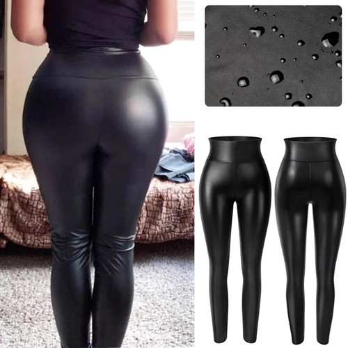 High Waist Faux Leather Leggings Women Thick PU Hip Push Up Slim Pants Butt  Lift | eBay