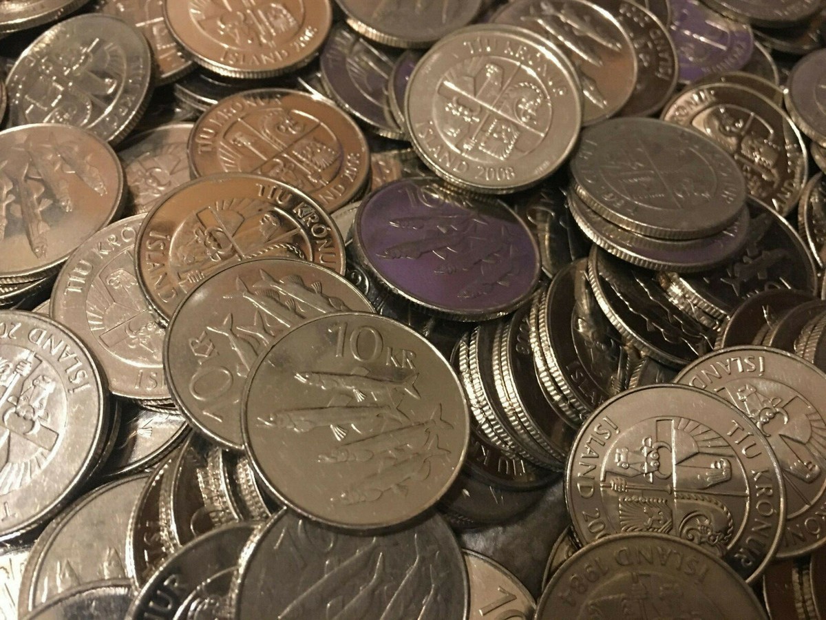 ICELAND: 230 x 10 Kronur coins - good clean condition. 2300 ISK total face  value | eBay UK