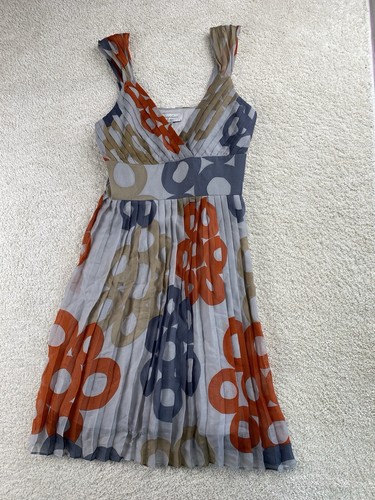 Adam Lippes Pluseve Dress Women 4 Silk Pleated V Neck Sundress Sleeveless