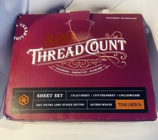 TEXAS LINEN CO. Pure Cotton Bed Sheets twin,800 Thread Count white open box