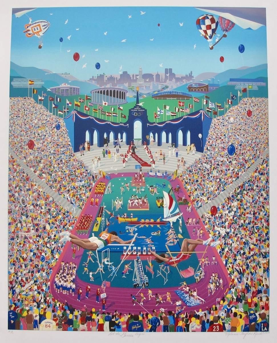 Melanie Taylor Kent LET THE GAMES BEGIN Hand Signed Serigraph 1984