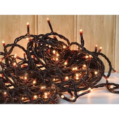 Primitive Rice Lights NEW Primitive Teeny Lights 100 Ct Clear Bulbs Brown Elec Cord Strand ...