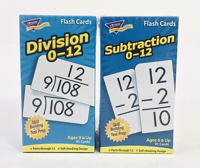 Subtraction & Division Flash Cards Skill Building & Test Prep Trend 2004 USA NEW