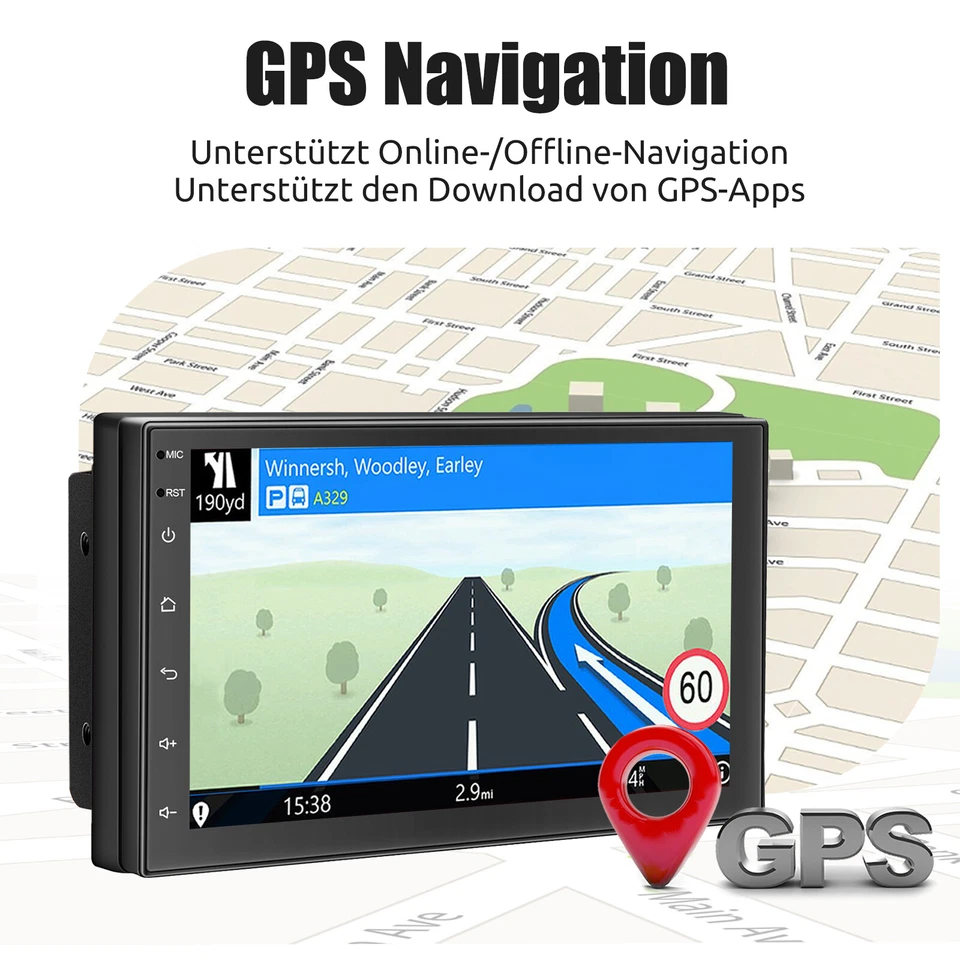 DAB+ Android 14 Autoradio Doppel DIN Carplay 7 Zoll GPS NAV RDS Bluetooth Kamera - Bild 4 von 4