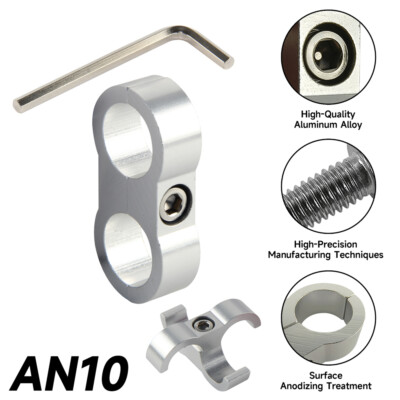 8pcs AN -10 AN10 19MM Black Braided Hose Separator Clamp Fitting Adapter Brack