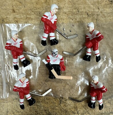 6 Vintage STIGA RED WINGS TEAM TABLE HOCKEY PLAYERS 5 players 1 goalie NHL
