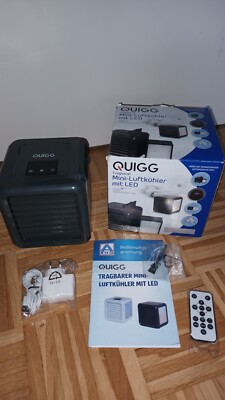QUIGG Tragbarer Mini Luftkühler mit LED 7W 2 x350ml Wassertank 