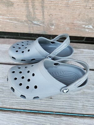 Crocs Kids Clog Slip On Youth Sz 1 J Gray White Water Shoes 