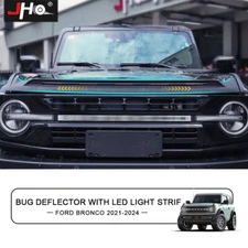 Bug Shield Hood Deflector Guard Bonnet Protector W/ Lights For Ford Bronco 2021+