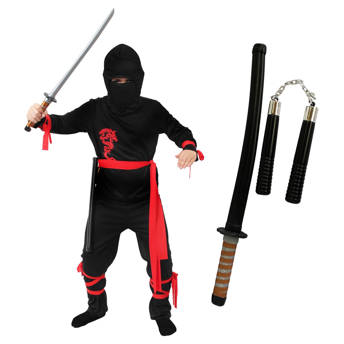 BOYS NINJA HALLOWEEN COSTUME SAMURAI JAPANESE WARRIOR ASSASSIN FANCY DRESS  CHILD