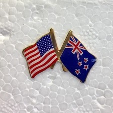 USA and New Zealand Crossed Friendship Flag Lapel Pin **MADE IN USA**