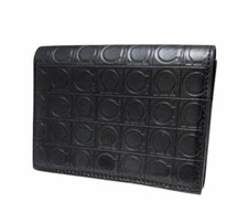 Authentic Salvatore Ferragamo Card Case Business Card Holder Leather black