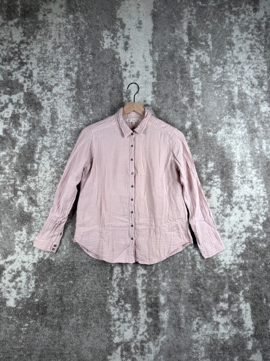 Xirena Shirt XS Womens Pink Gauze Long Sleeve Collared Button