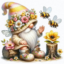 Gnome Diamond Painting Kits for Adults,Gnome Bee Diamond Art Kits for Beginners,