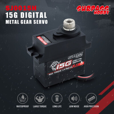 Surpass Hobby 15G Digital Metal Gear Servo for RC Car Boat Ducted Plane Robot