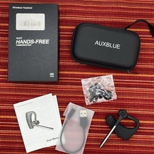 Bluetooth Hands Free Wireless Headset W/ Case USB Cord Ear Caps Manual Works