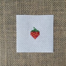 Finished Completed Cross Stitch Mini Strawberry Piece for DIY Crafts
