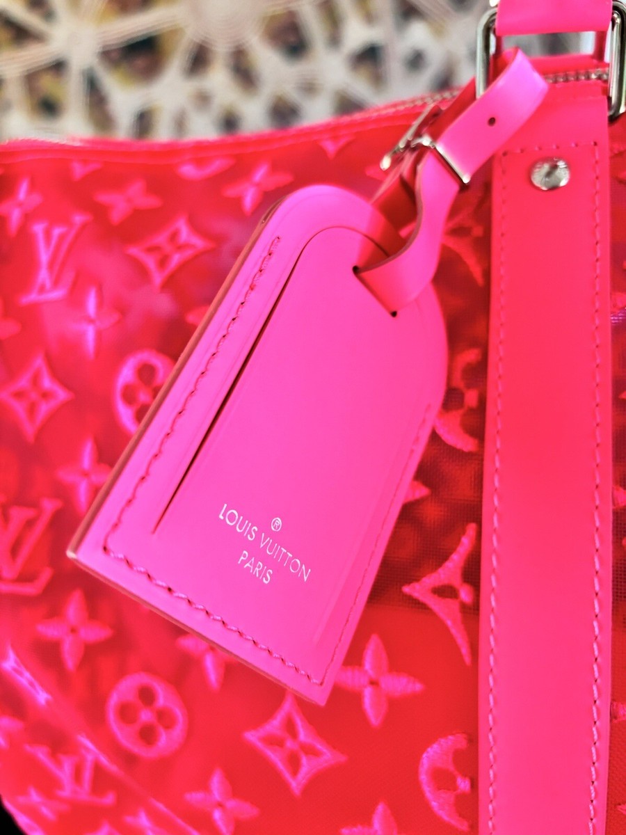 Auth Louis Vuitton Mesh Pink Fluo Keepall 50 Virgil Abloh Auth Louis Vuitton Mesh Pink Fluo Keepall 50 Virgil Abloh
