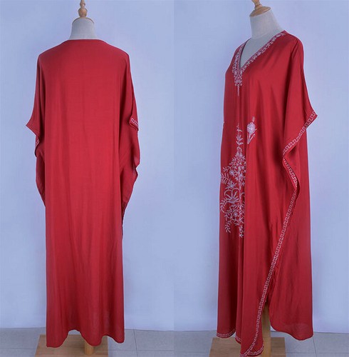 AU STOCK COTTON EMBROIDEY OVERSIZE KAFTAN TUNIC KIMONO DRESS BIKINI COVER DR201 - Picture 4 of 19