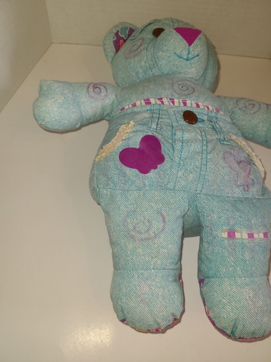 Vintage Tyco Doodle Bear 1994 Plush blue jean butterfly | eBay