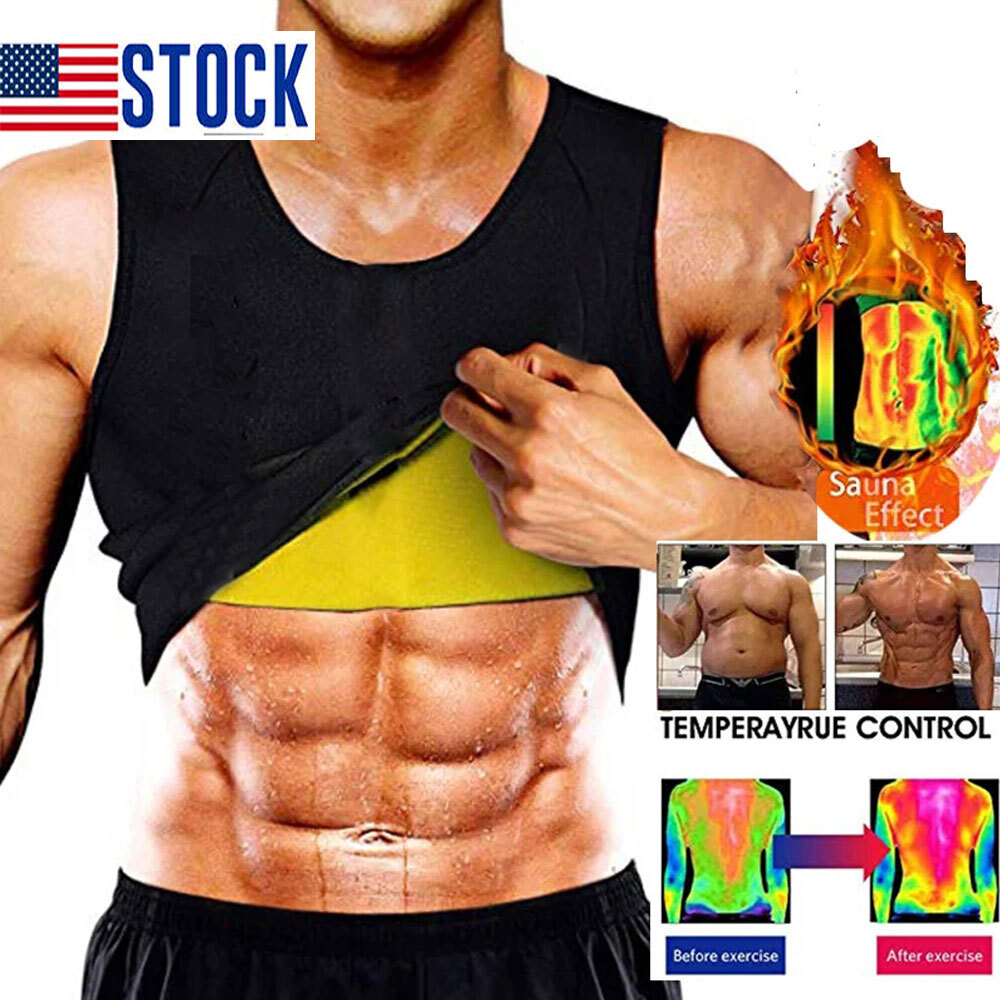 Men's Neoprene Body Shaper Sweat Sauna Suit Exercise Tops Weight