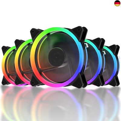 upHere RGB LED Gehäuselüfter 120mm High Airflow Lüfter mit Controller und Hub, 5
