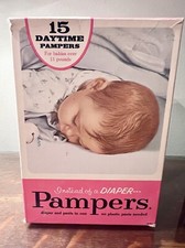 Vintage Pampers Diapers, Open Box, 2 Count, P G Advertising Babies Over 11lbs
