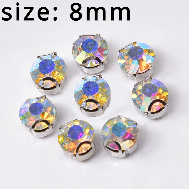 100X Crystal Beads Glass Glitter Sew on Material for Jewellery Shoes Decor DIY - Image 3 of 4