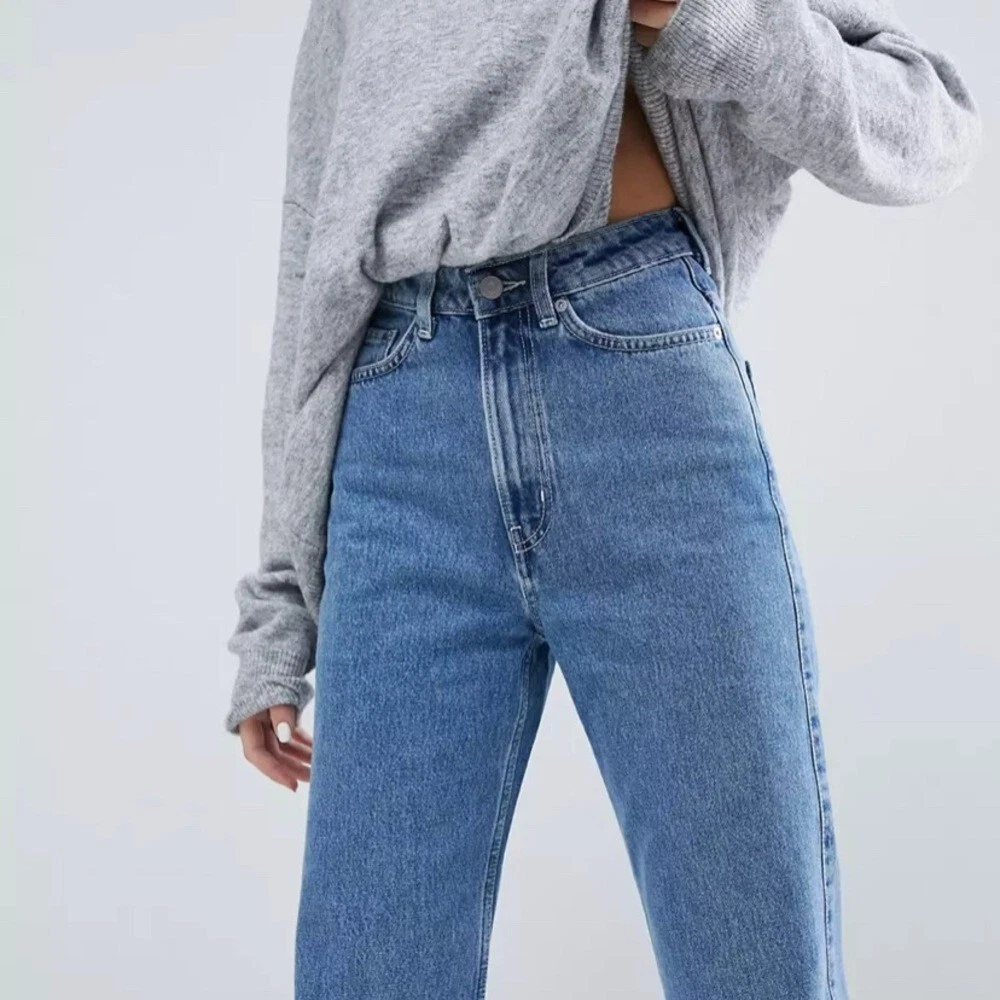 Rowe super high waist straight leg jeans sky blue |