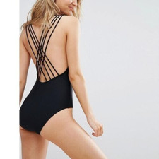 NEW Y.A.S SAGE STRAPPY BACK BLACK  SWIMSUIT SIZE UK 10 EU 38    K5